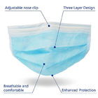 Blue 3 Ply Disposable Mask / Air Pollution Protection Mask Low Respiratory Resistance