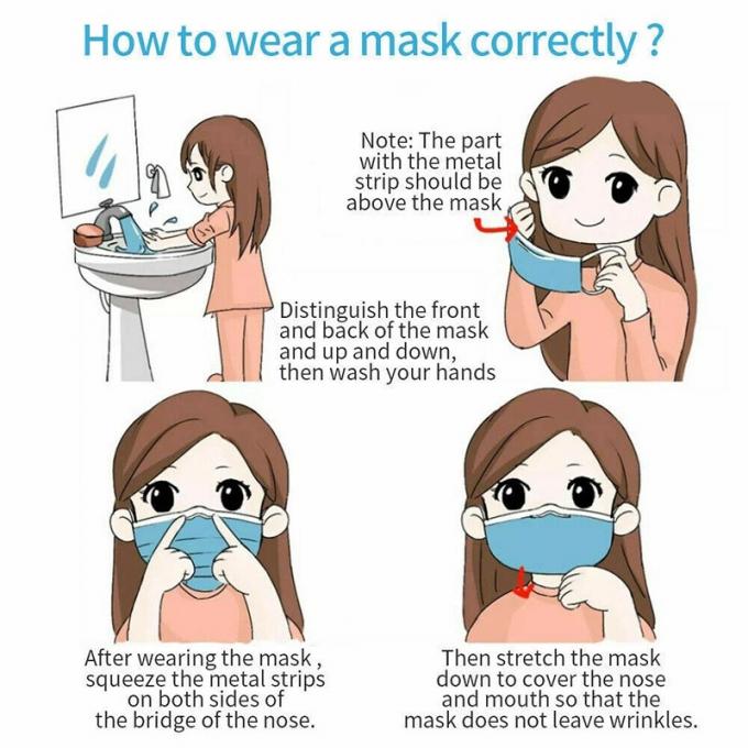 Azul máscara protetora médica descartável de 3 camadas, máscara descartável da boca da poeira